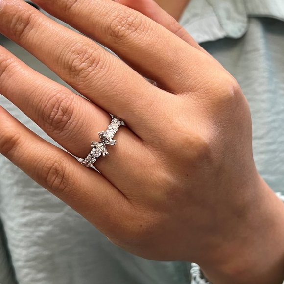 Shared Prong Diamond Engagement Ring Casting 14K White Gold 2.00Cttw - Picture 2 of 5